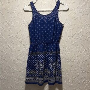 H&M Navy Blue Patterned Mini Dress
